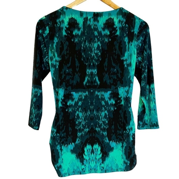 Vince Camuto Teal Stretch Criss Cross Front Blouse - Picture 2 of 5